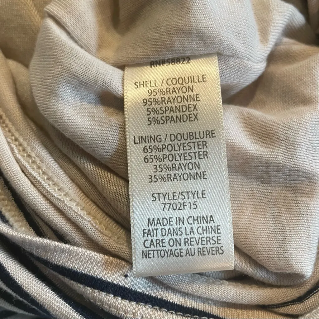 Max Studio Women’s Maxi Pencil Skirt Tan Navy Blue Stripes Size Large Lined - Image 7