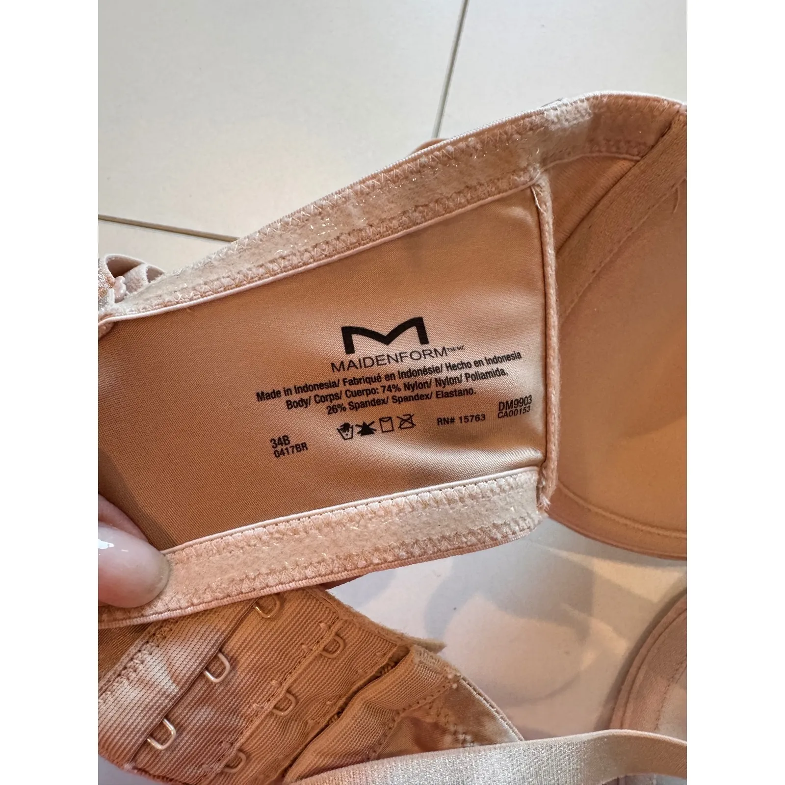 Maidenform Strapless Underwire Bra Convertible Beige‎ 34B Nude Smooth Everyday - Image 4
