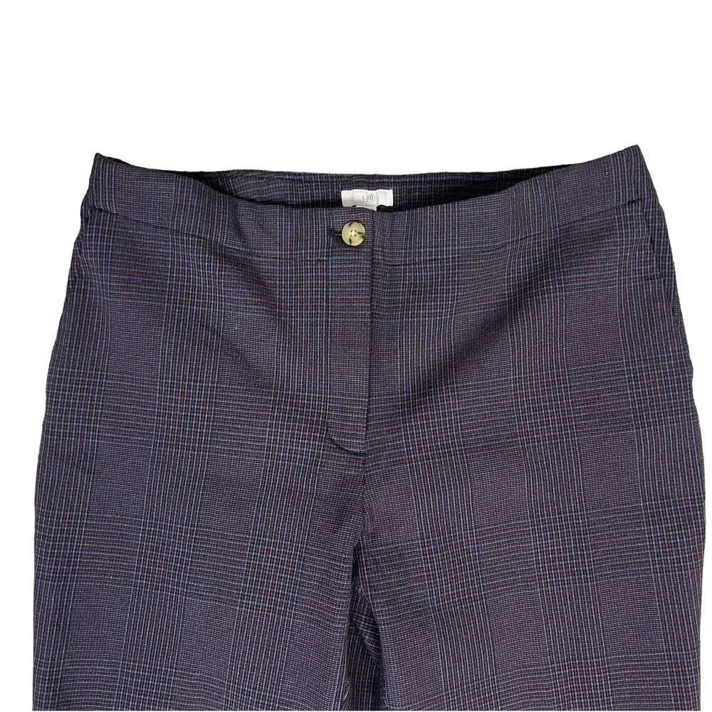 J.Jill Women's Navy Blue Plaid Straight Pants Size 10‎ Casual - Image 2