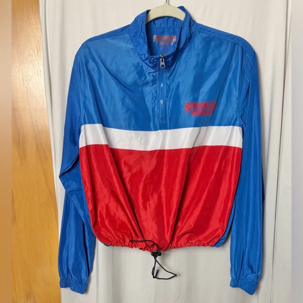 Stranger Things Blue and Red Windbreaker Jacket Size Medium - Image 2