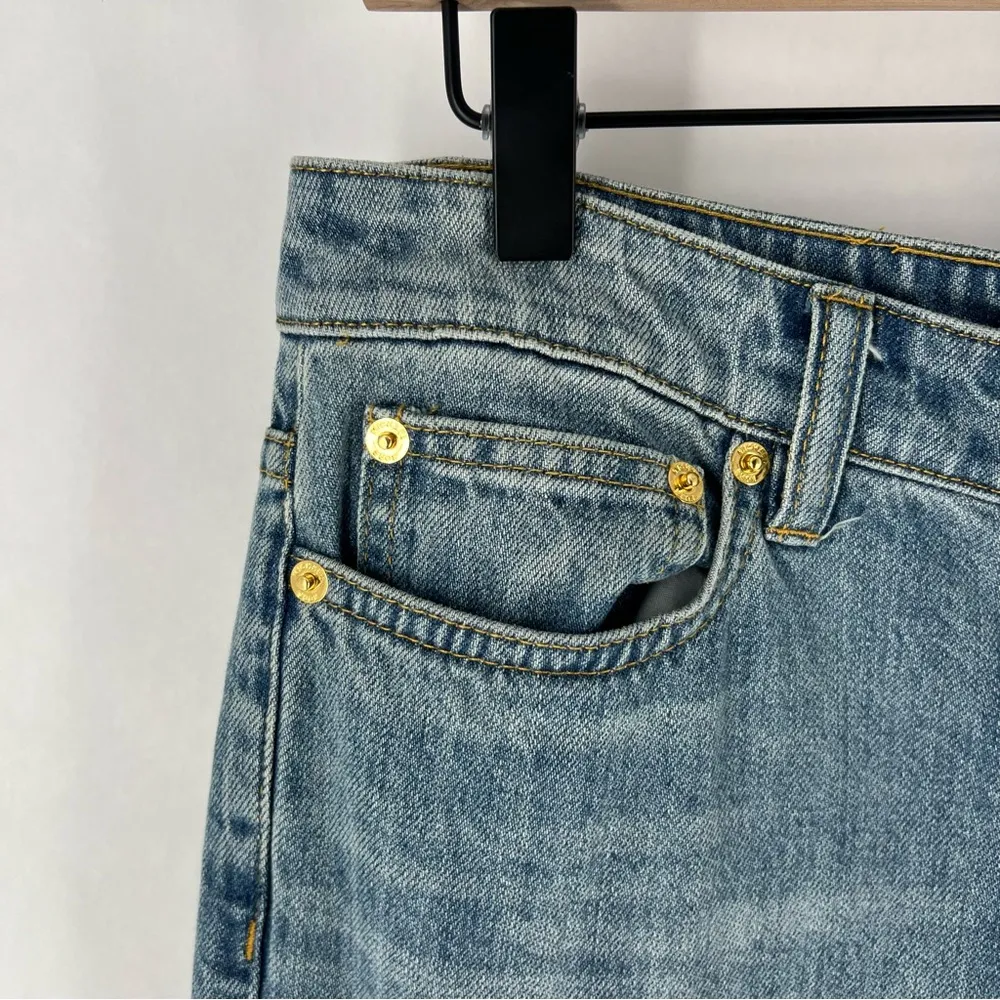 Michael Kors Light Wash Denim Embellished‎ Floral Sequined Jeans Cropped Cotton - Image 5