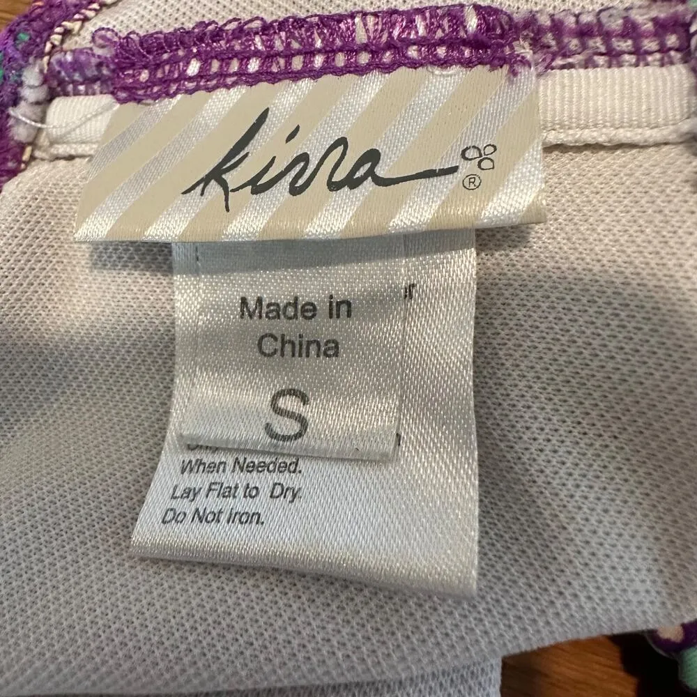 Kirra Paisley Print Ruffle Bikini Swim Top Purple Women's Small Cutout - Image 6