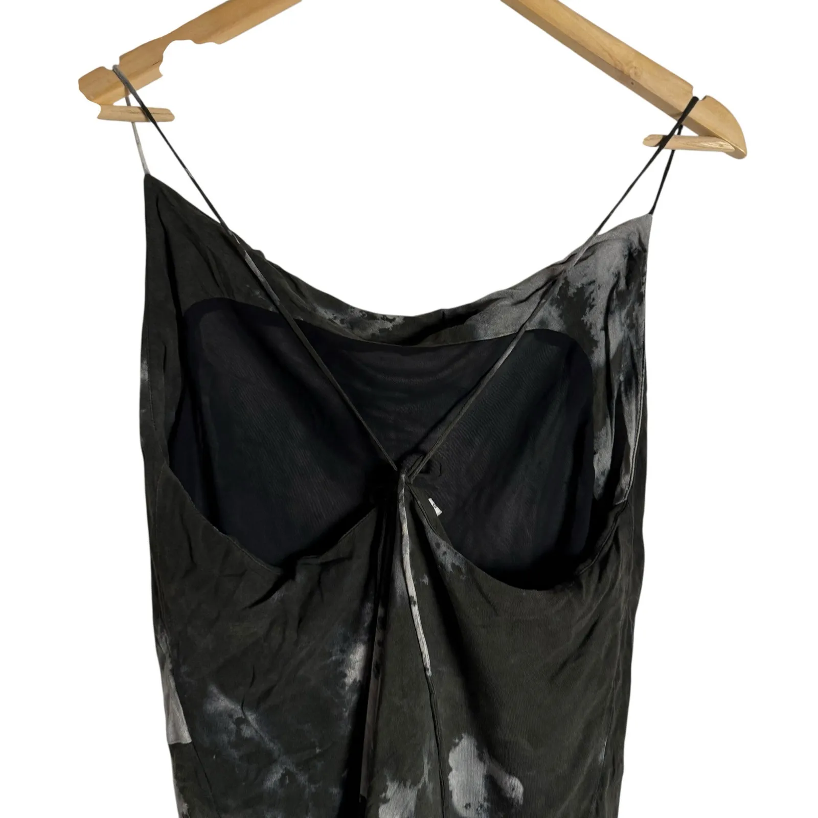 Samsoe Applesi Dark Blue Moody Tie Dye Cowl Neck Long Viscose Slip Dress S - Image 12