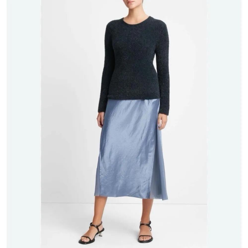 NEW Vince Metallic Lurex Soft Eyelash Pullover Obsidian Black Sweater - Image 6