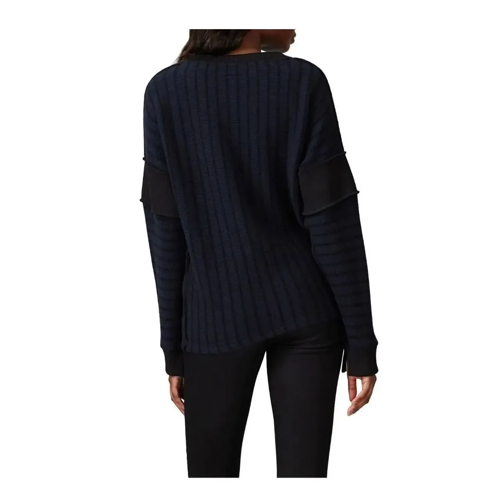 Maison Margiela Long Sleeve Navy Ribbed Oversized Crewneck Knit Sweater Size XS - Image 2
