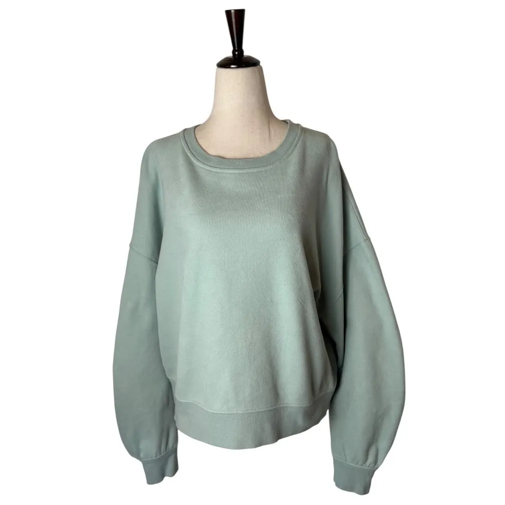 Rails Sweatshirt Women Large Light Seafoam Green Hilda Gathered Sleeve Cropped - Image 3