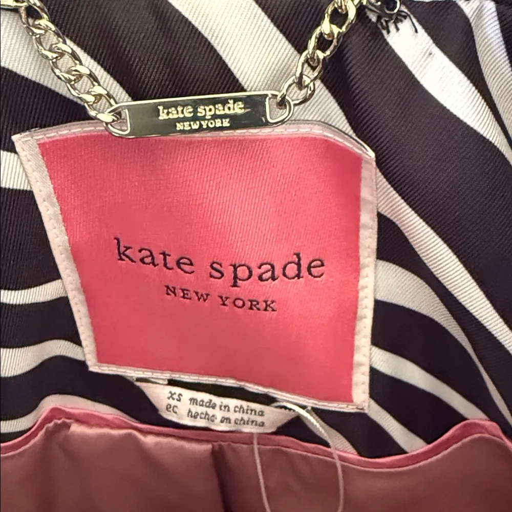 Kate Spade Black and White zebra Striped rain coat XS - Image 9