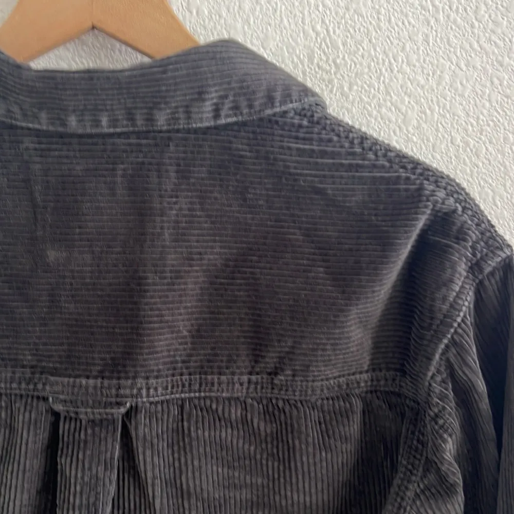 American Eagle Corduroy Shacket Dark Gray Ribbed Front Button Cotton XS - Image 7
