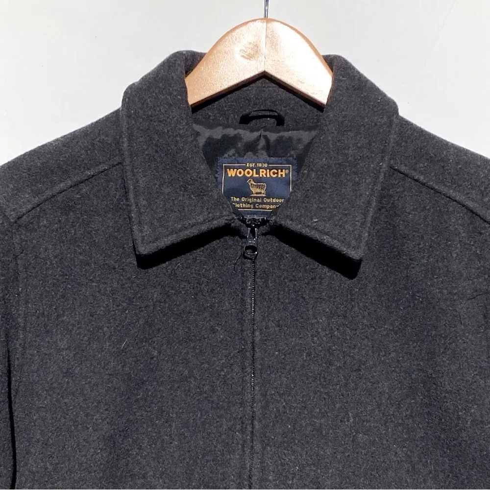 WOOLRICH Women’s Early 2000s Y2K Charcoal Heather Wool Zip Up Jacket Medium - Image 2