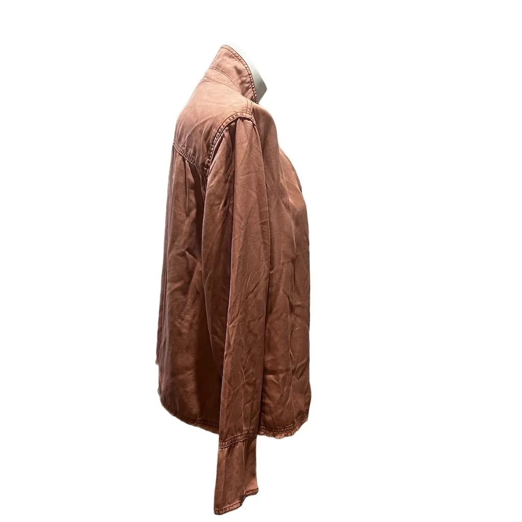 C&C California Women's Pink Chambray Button-Up Top XL Long Sleeve Collared - Image 6