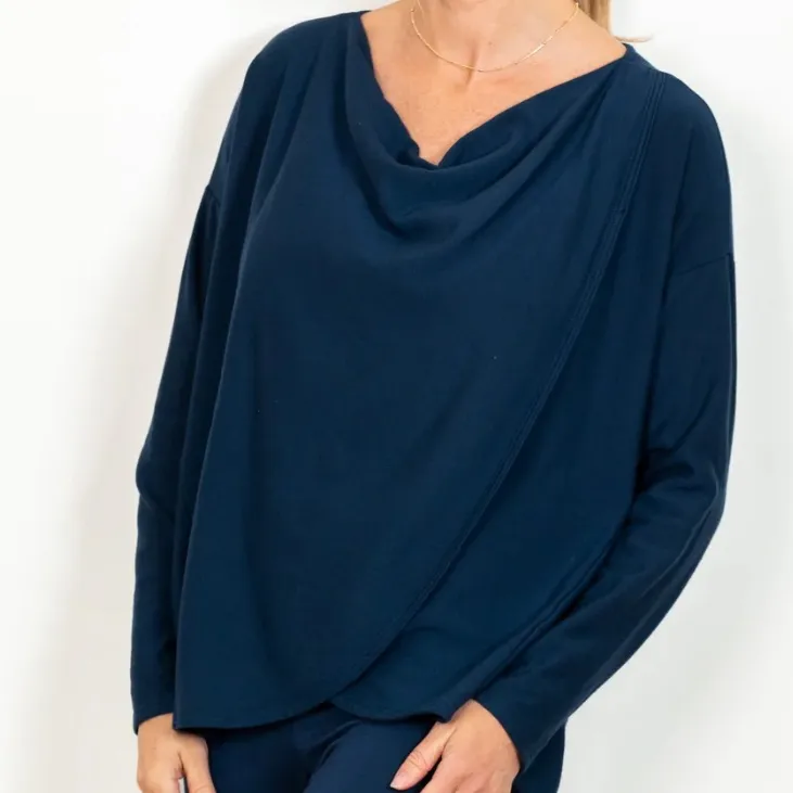 J.J. Winks "Sweater Weather" Navy Blue Top size M. Built in bra Size M - Image 3