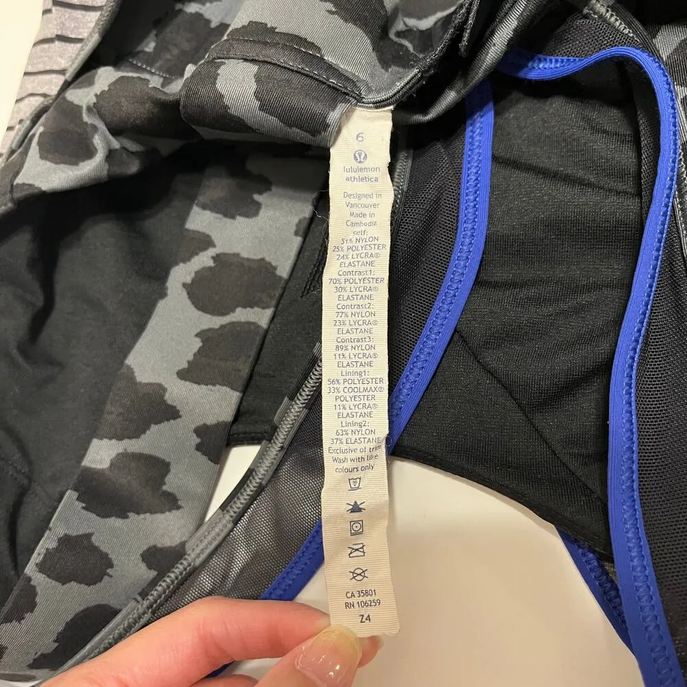 Lululemon Super Sport Tank Gray Black Blue Size 6 Luxtreme Built In‎ Sports Bra - Image 7