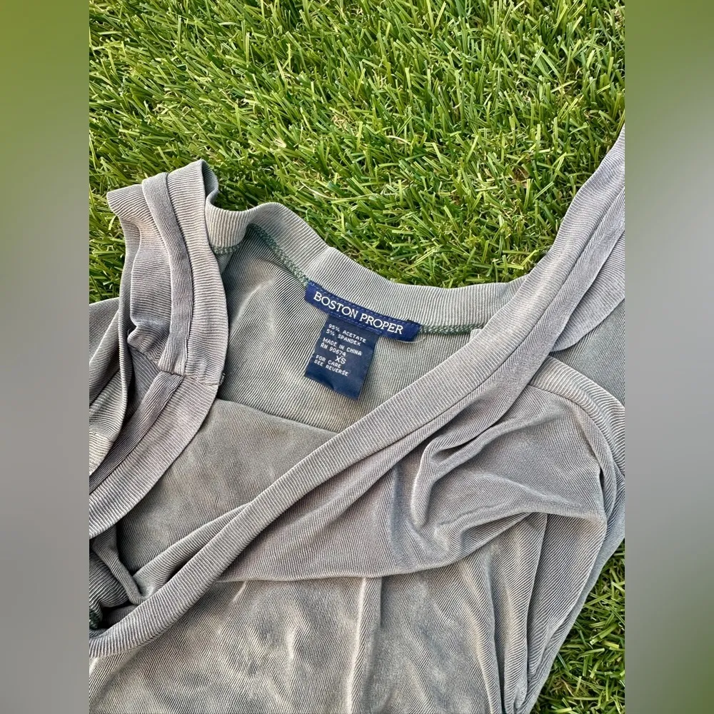 Boston Proper Slinky Green Sleeveless Dress - Image 5