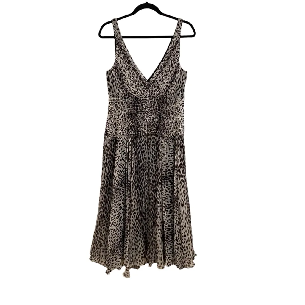Tadashi Collection Silk Leopard Print Midi Dress Ruched V - Image 6