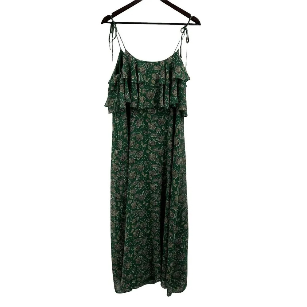 Rebecca Minkoff Green Ruffle Sleeveless Floral Long Dress Size 8 - Image 42