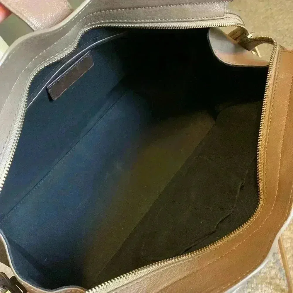 YVES SAINT LAURENT YSL Y Line Cabas Chic Leather Hand Bag Brown Used. Tan - Image 12