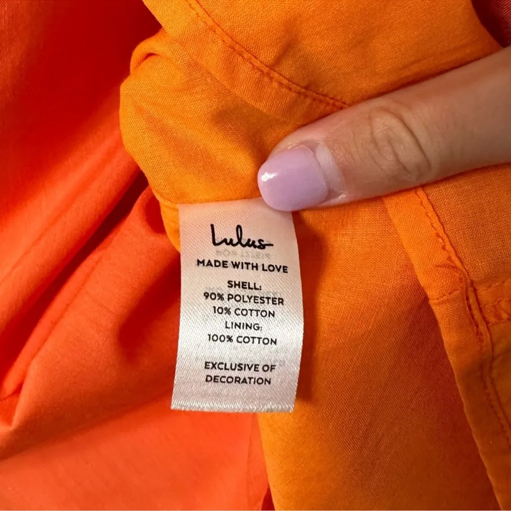 Lulu's Vibrant Orange Backless Dress Small - Image 4
