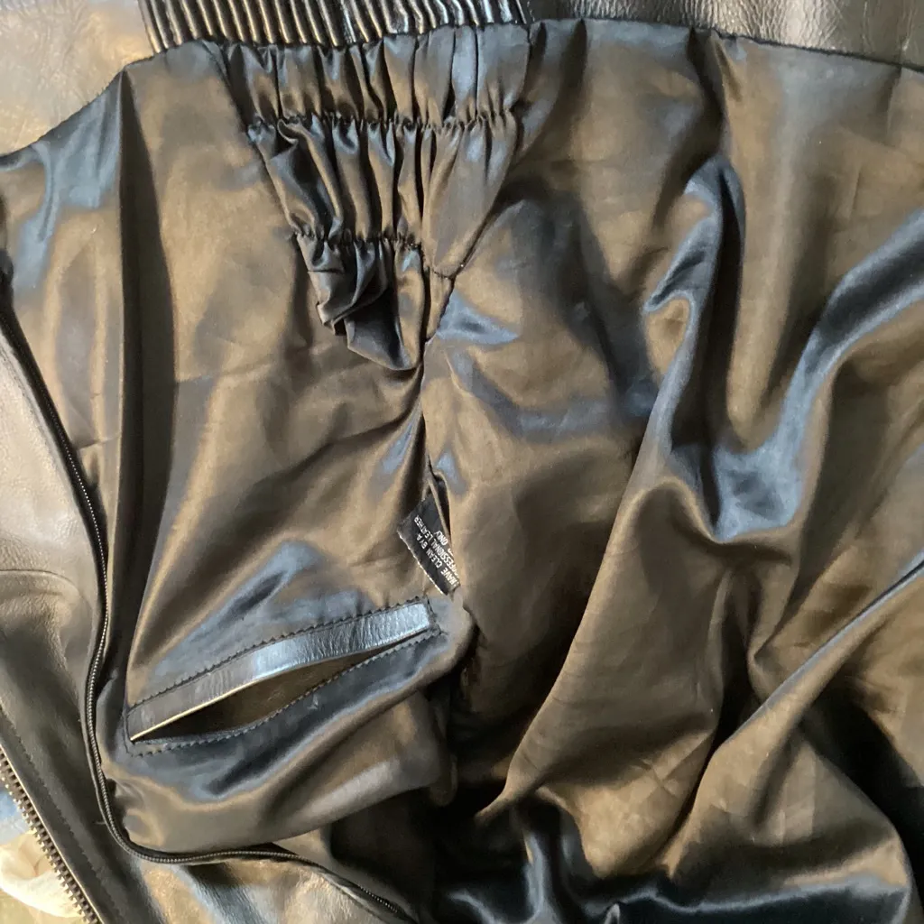 VINTAGE HEAVY LEATHER HIGHWAY LADIES RIDING JACKET BLACK/BROWN BRAIDED Size SM Black - Image 10