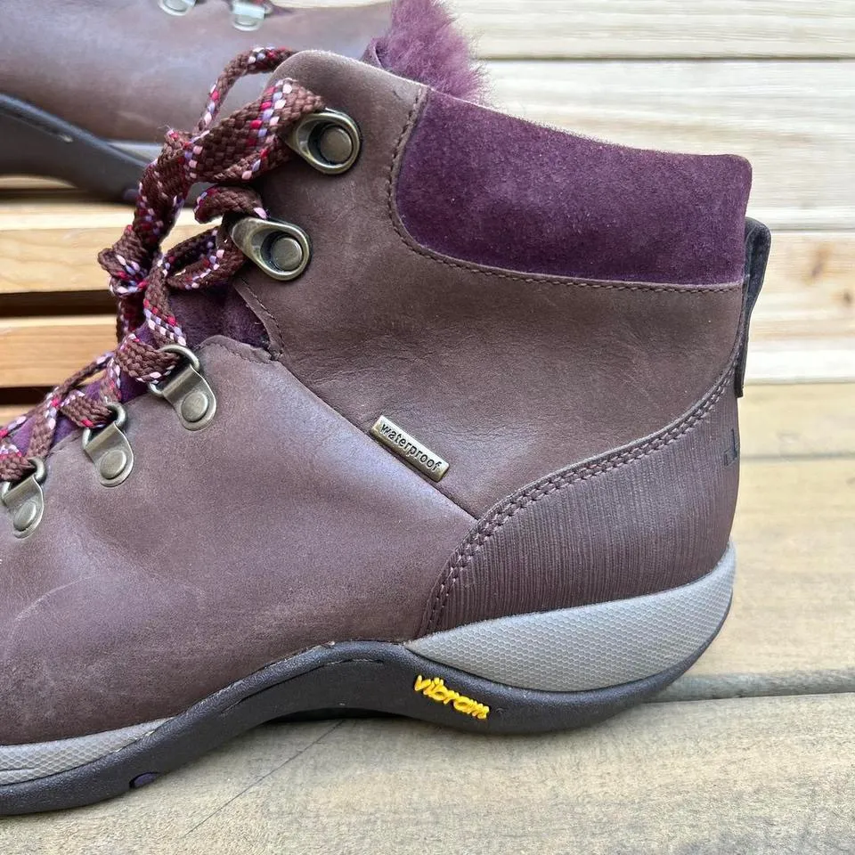 Brown and Purple Leather Dansko Chelsey Boot Hiking Boots w/ Faux Fur Lining - Image 2