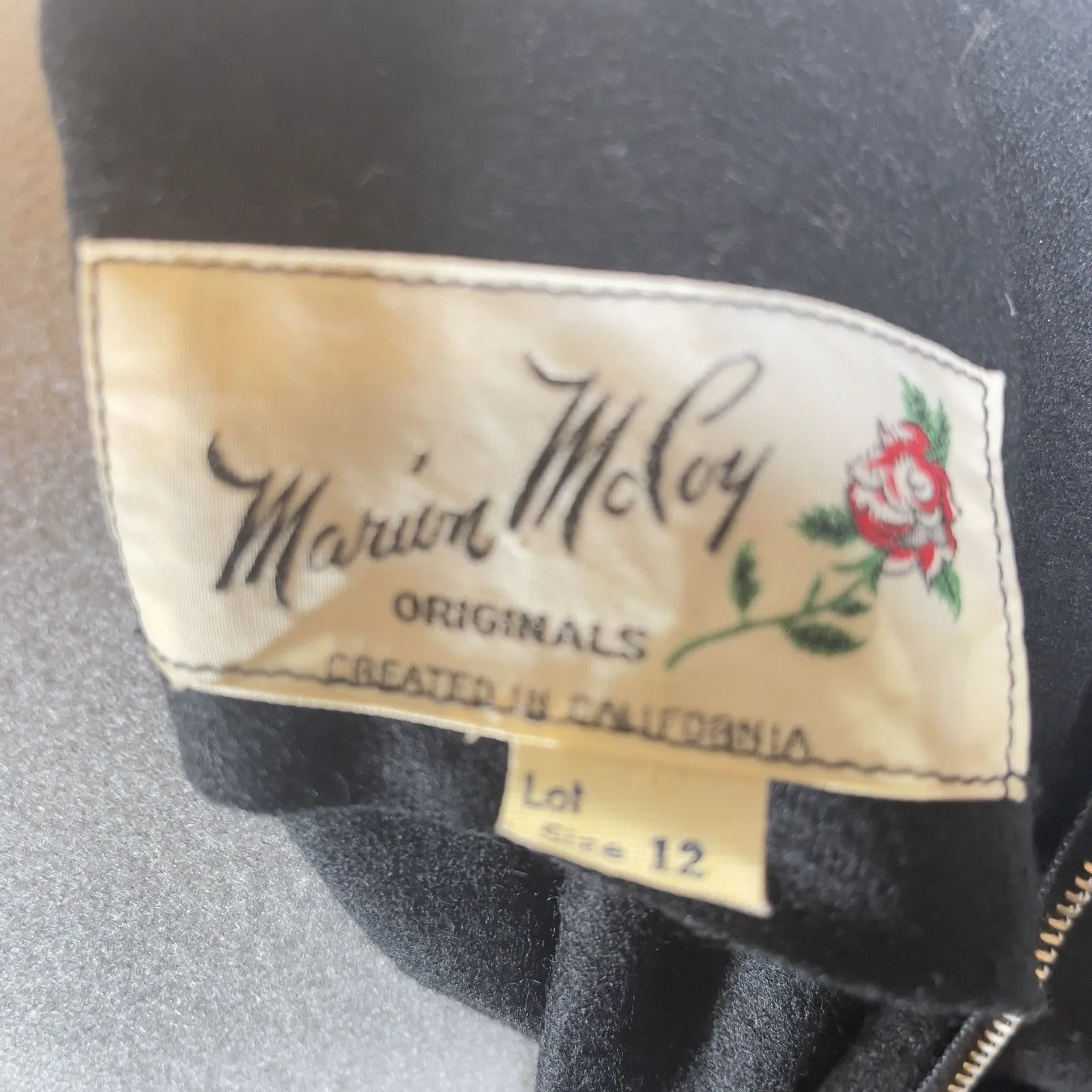 Vintage Marion McCoy Black Wool Dress Fitted Classic Knee Length Step In Zip 12 - Image 7