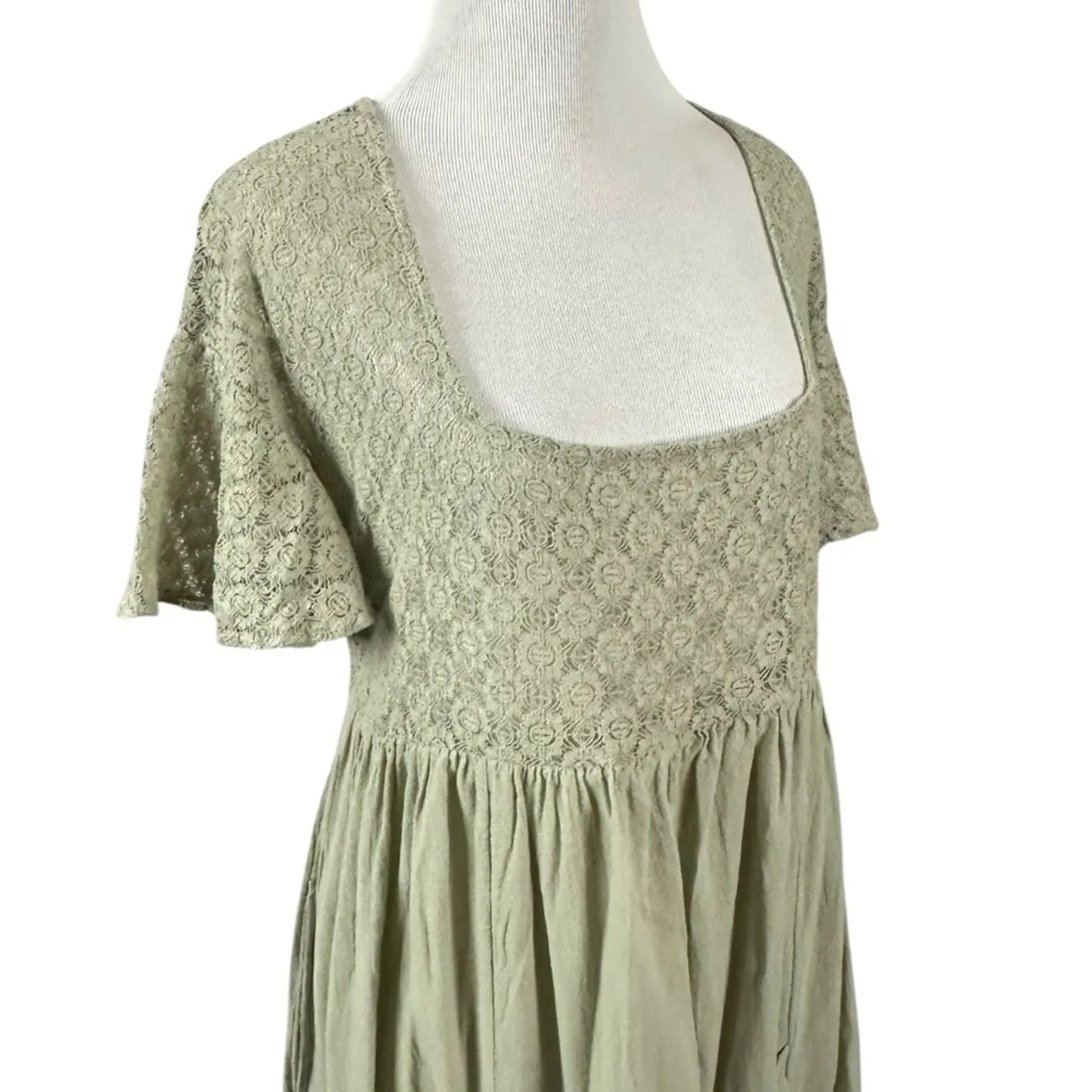 Free People Ethereal Bohemian Bring The Romance Midi Maxi Dress Moss Medium - Image 6