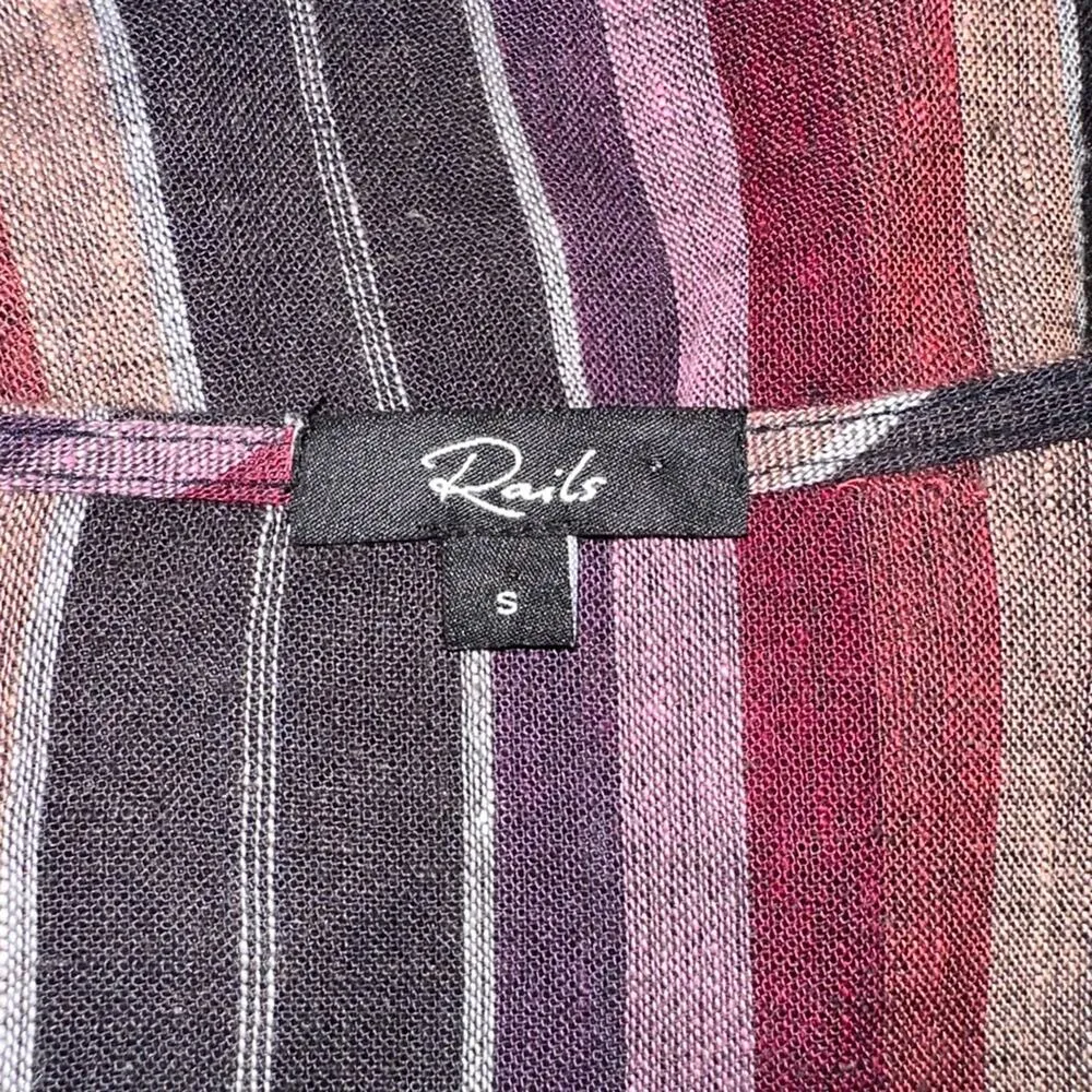 Rails Lucca Brava Stripe Linen Blend V-Neck Mini Dress SMALL - Image 4