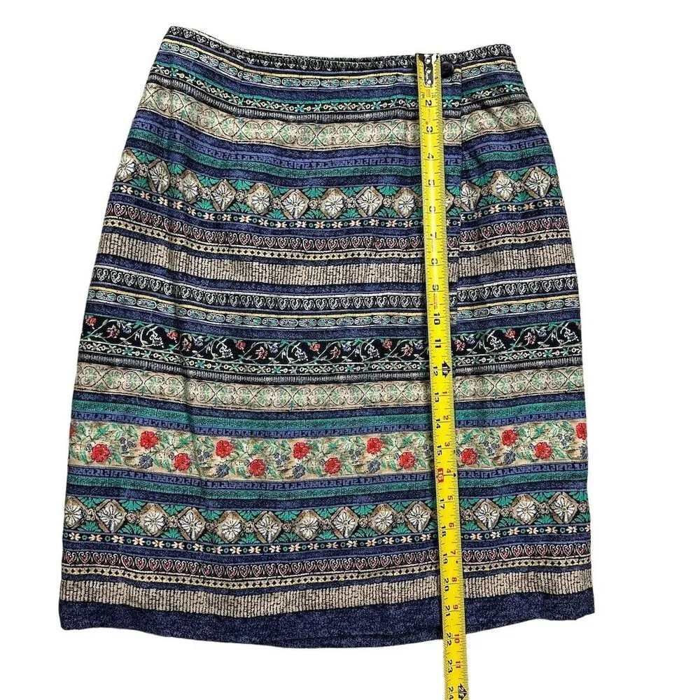 VTG Hunt Club Aztec Tribal Print A-Line Wrap Skirt Sz 6 Knee Length Multicolor - Image 4