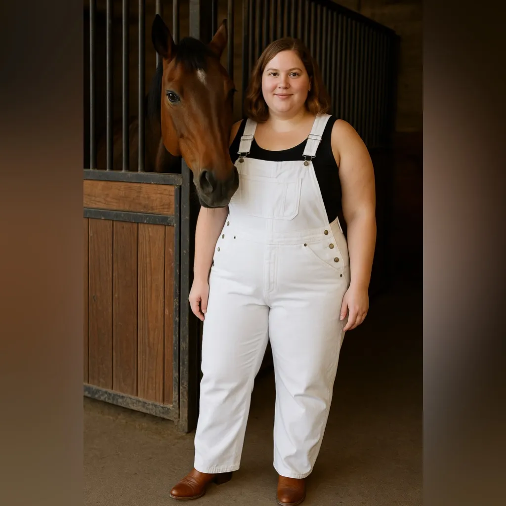 Hybrid & Company Women's white Denim Overalls size 2x - Image 2