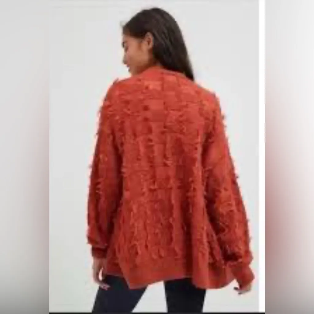 Maeve Janis Fringed Cardigan color Colour: CRIMSON - Image 4
