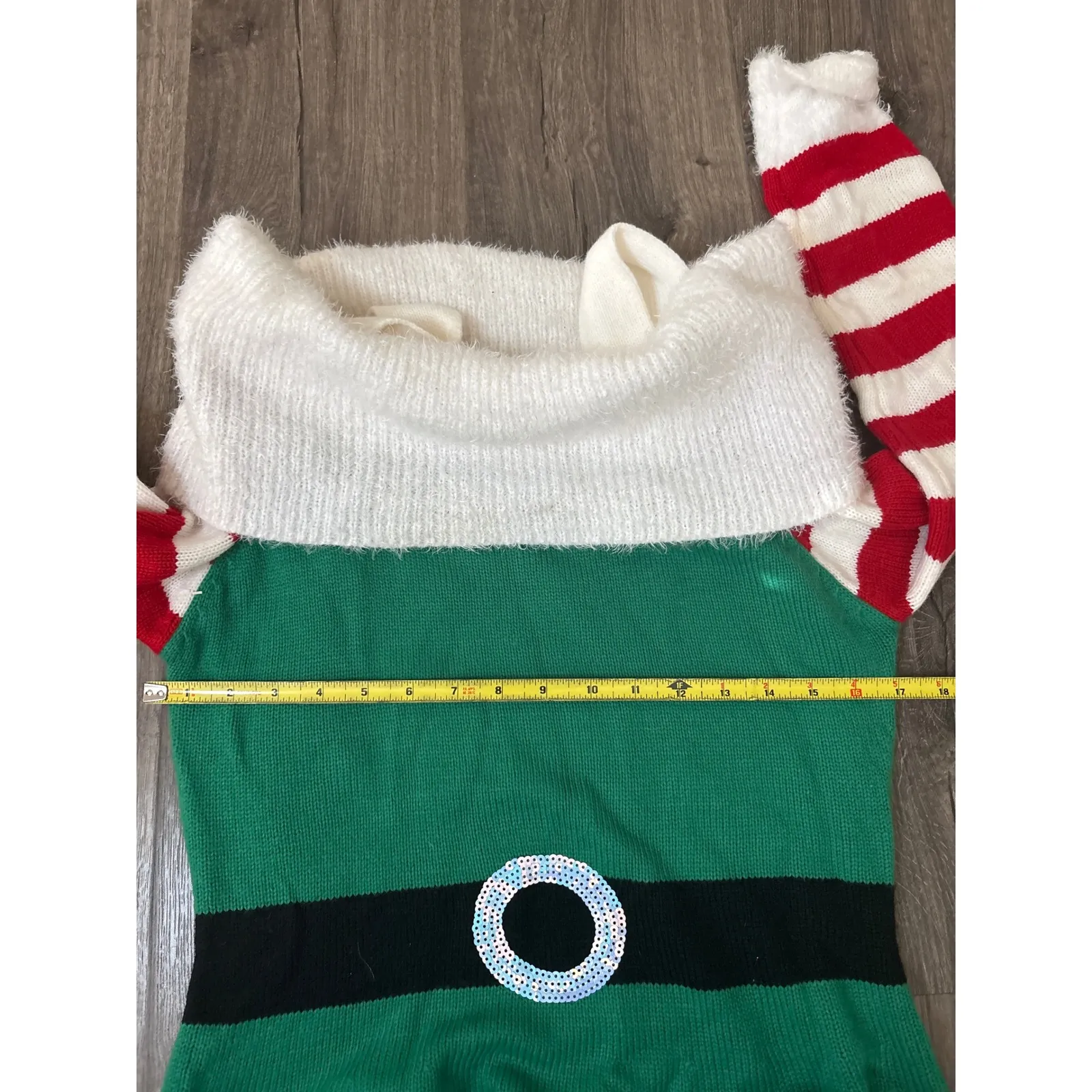 Holiday Time Womens Elf Dress Sweater Small S Shoulder Sparkle Sequin Christmas - Image 5