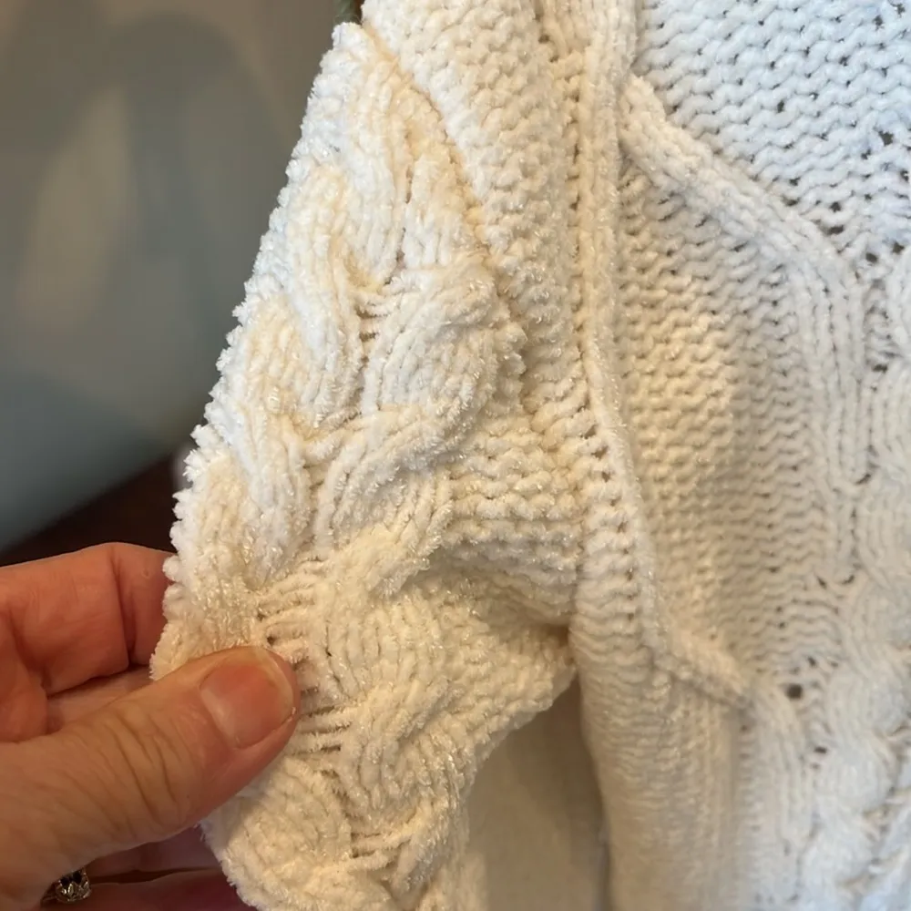 Cozy Cream Chenille Cable Knit Sweater - Image 5