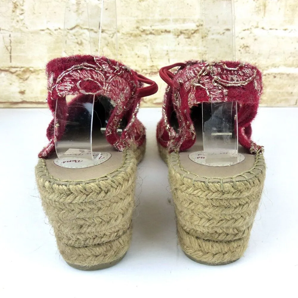 Toni Pons Wedge Espadrilles Sandal Women 42, 11 Red Embroidered Floral Wool Boho - Image 8