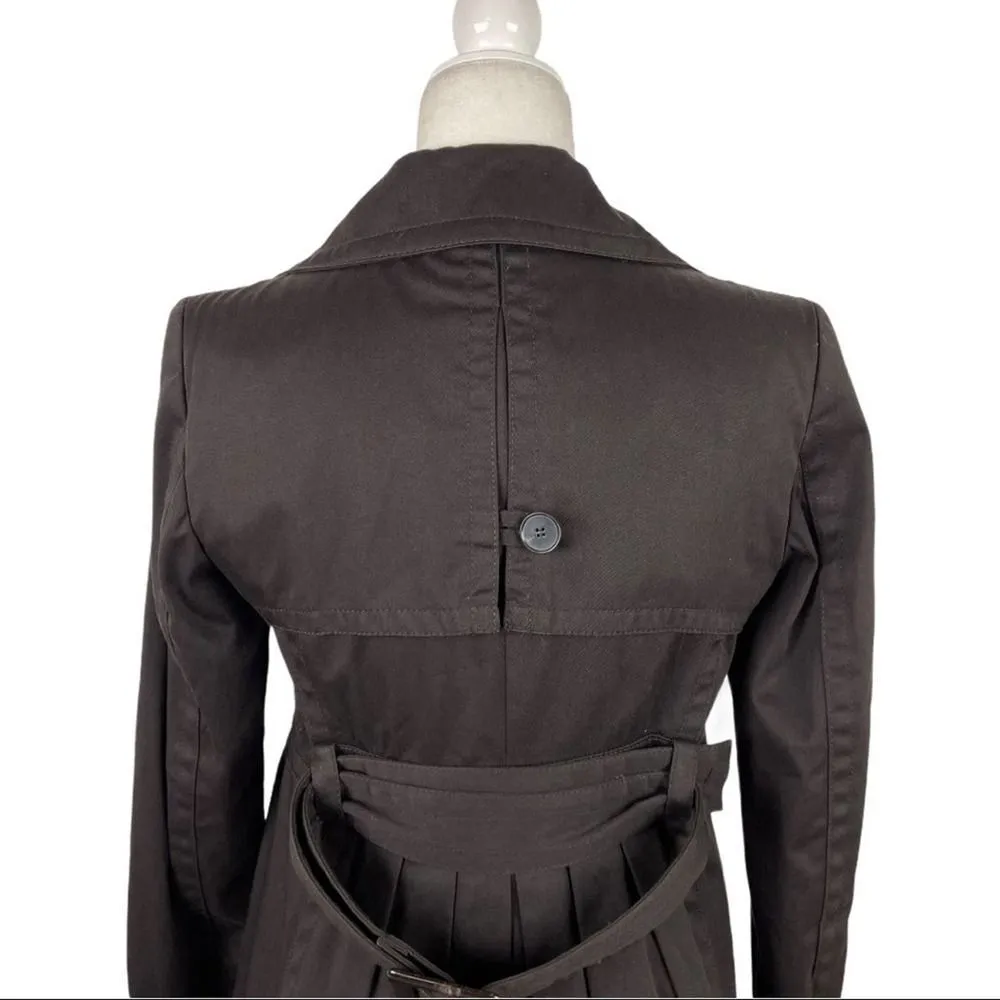 Zara Double Breasted Pleated Trench Coat Jacket Dark Brown Size Small Office Job - Image 8