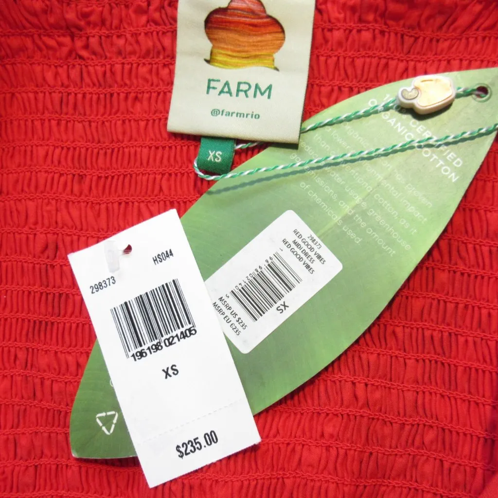 NWT FARM Rio Good Vibes Midi in Red Rainbow Swiss Dot Shirt Dress XS - Image 5