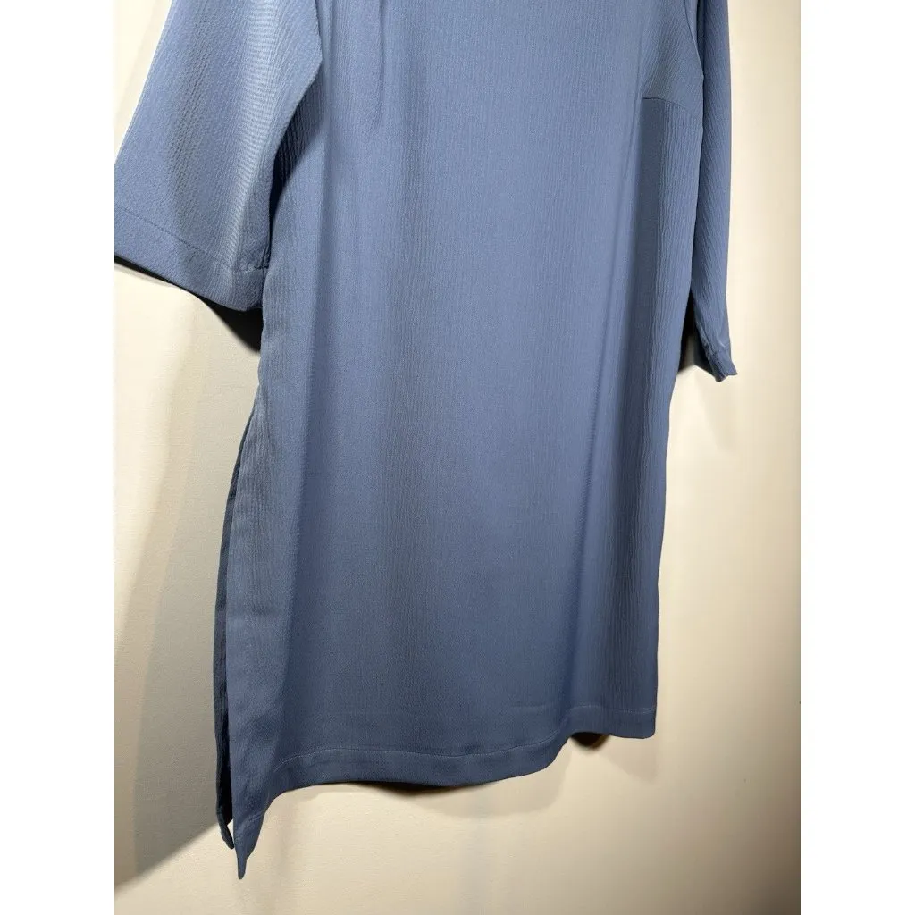 J. JILL Wearever Collection Woven Boatneck Tunic Dusty Blue Quiet Luxury Size XS - Image 4