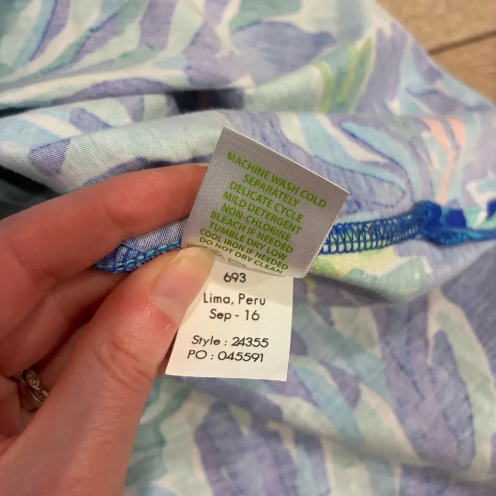 Lilly Pulitzer Riva Dress Blue Green Sea Shift Dress Pima Cotton Size XXS - Image 5