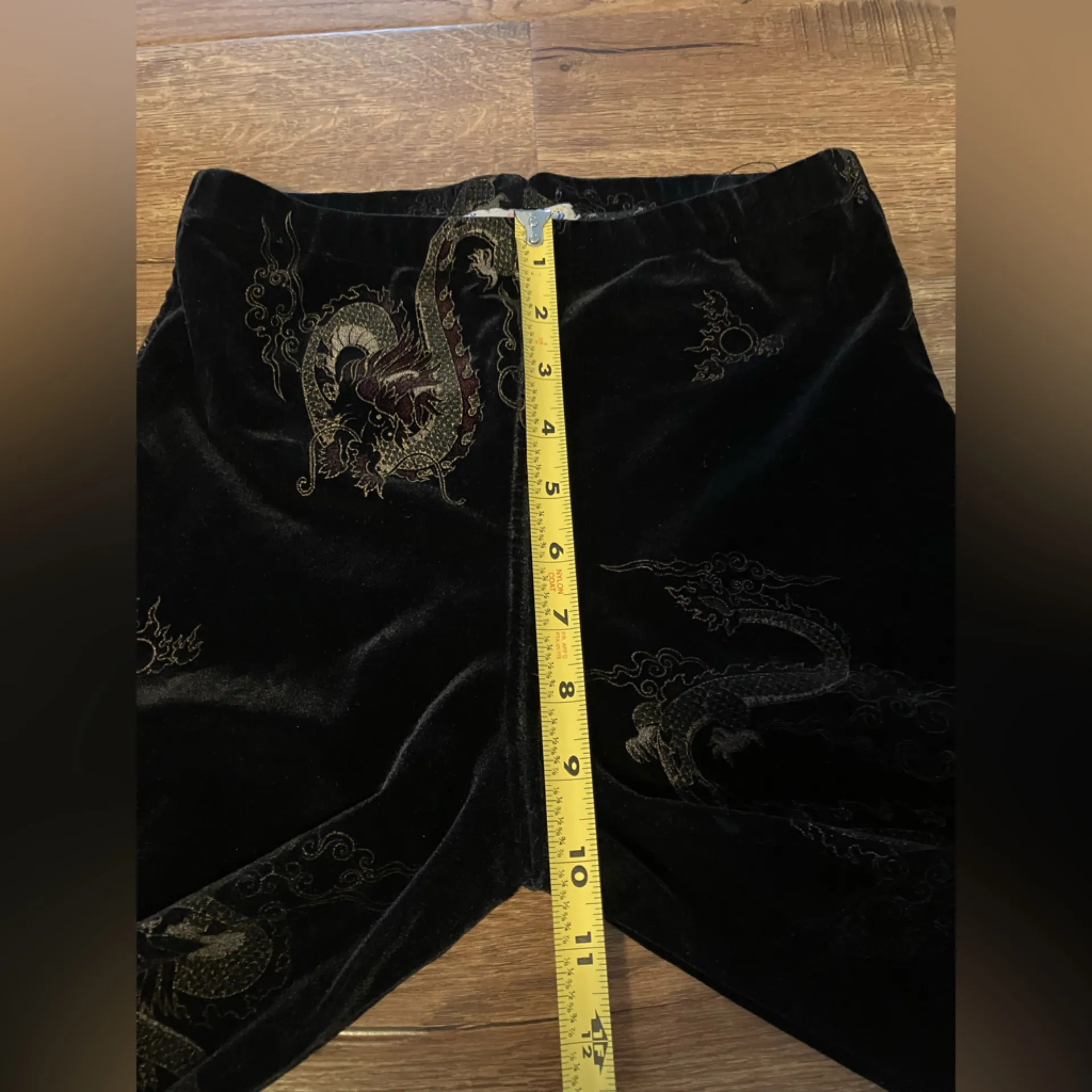 Vintage Fifilou Black Velvet Pants with Dragon Pattern Size XS - Image 12