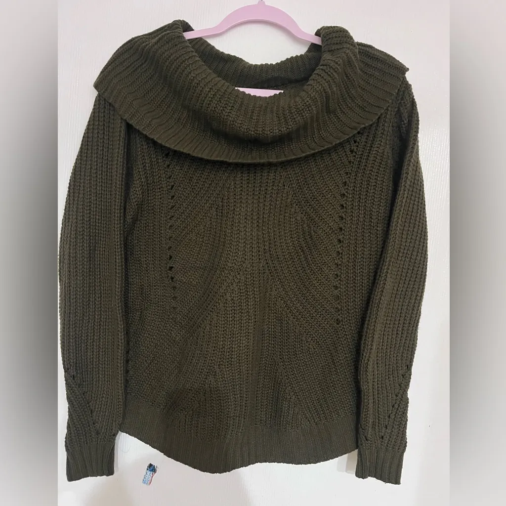 Active USA  Dark Olive Cowl Neck Sweater - Image 4