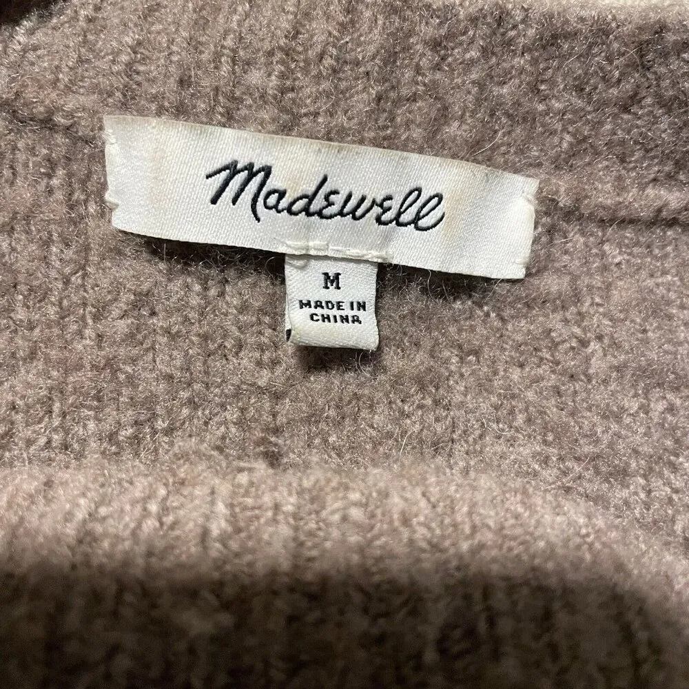 Madewell Sweater Womens Sz Medium Brockton Bobble Rust Brown Pom Pom Shirt - Image 3