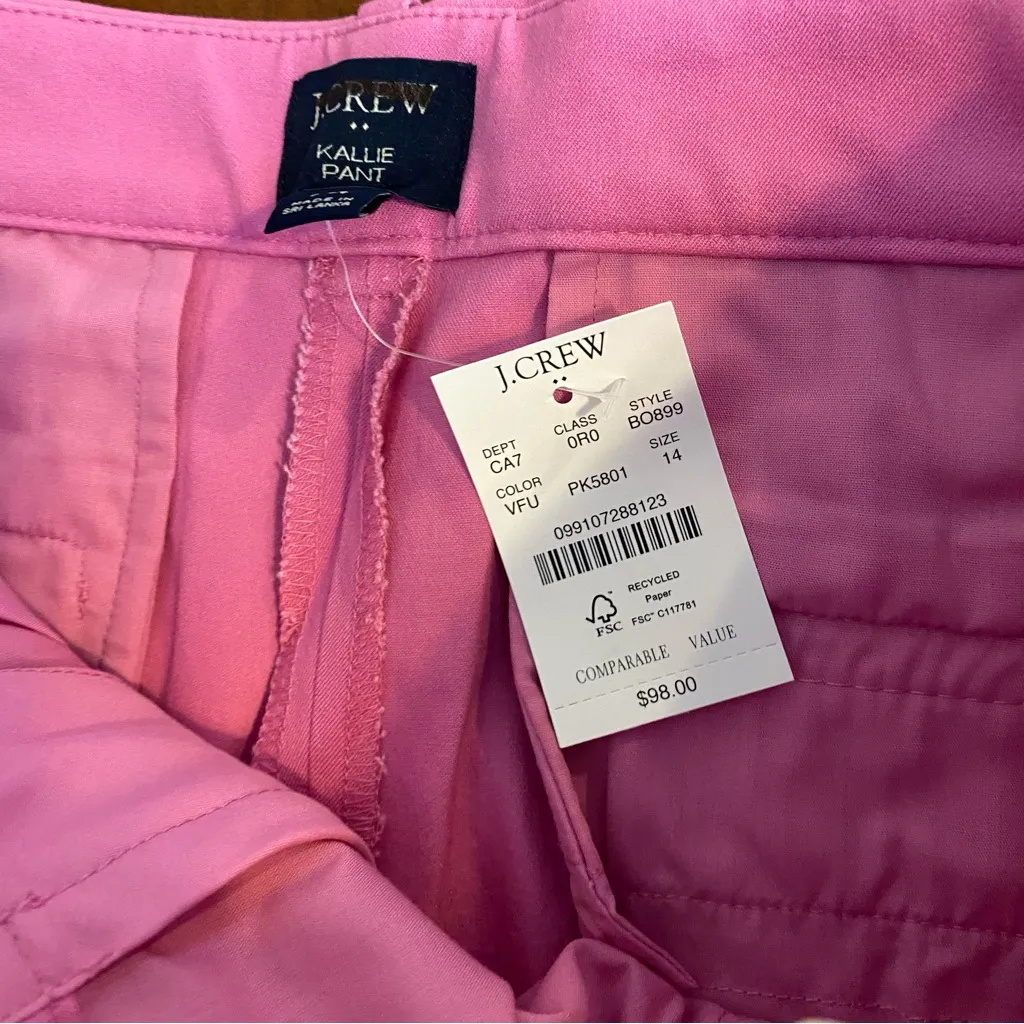 J. Crew Factory Preppy Kallie Straight Leg Pant‎ Stretch Size 14 Magenta READ - Image 4