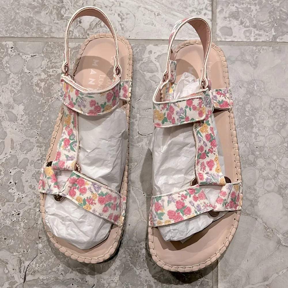 LoveShackFancy x Manebi Espadrille Hiking Sandals in Fruit Punch, Size 38 NEW - Image 4