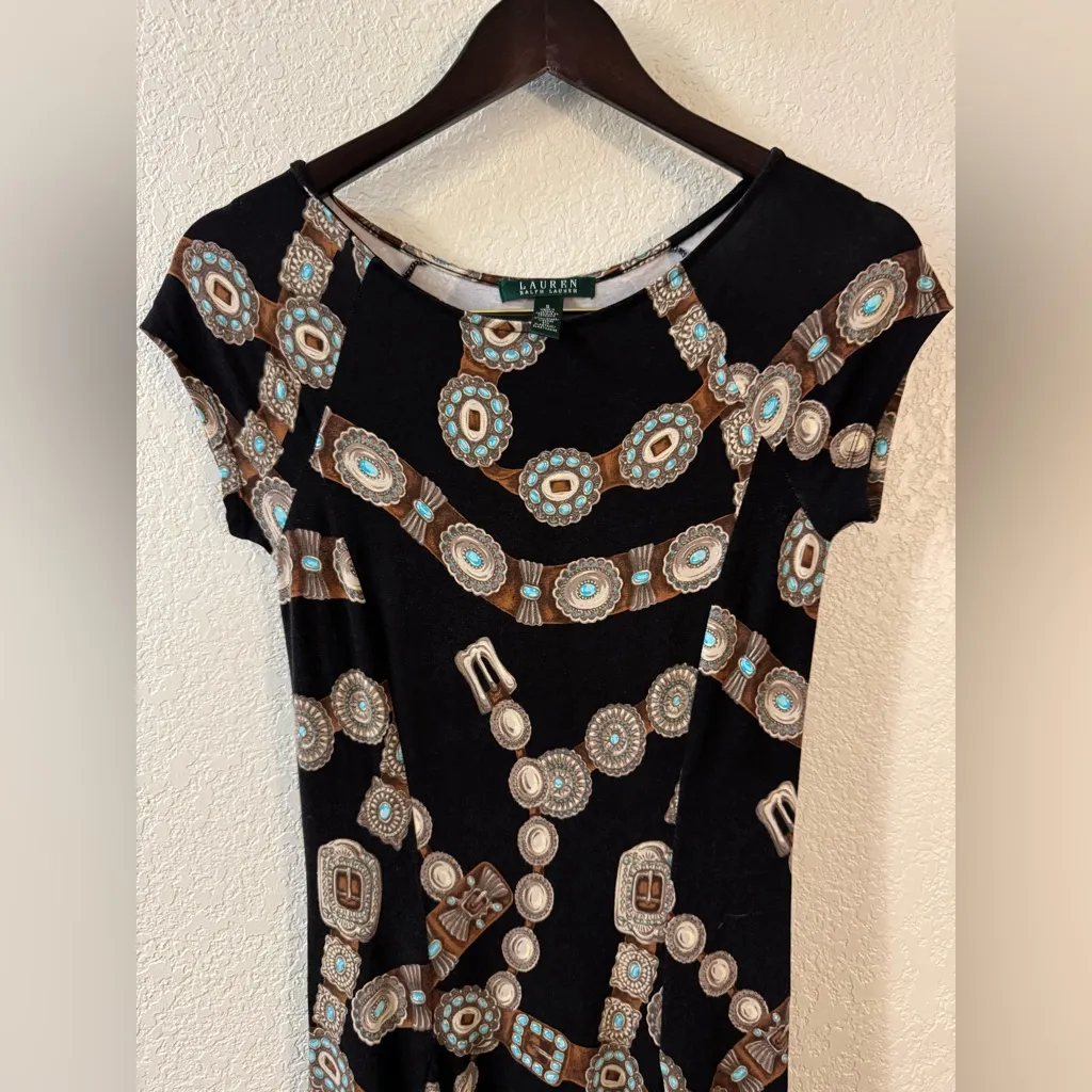 Lauren Ralph Lauren Trompe L'Oeil Concho Belt Print Dress Snall - Image 3