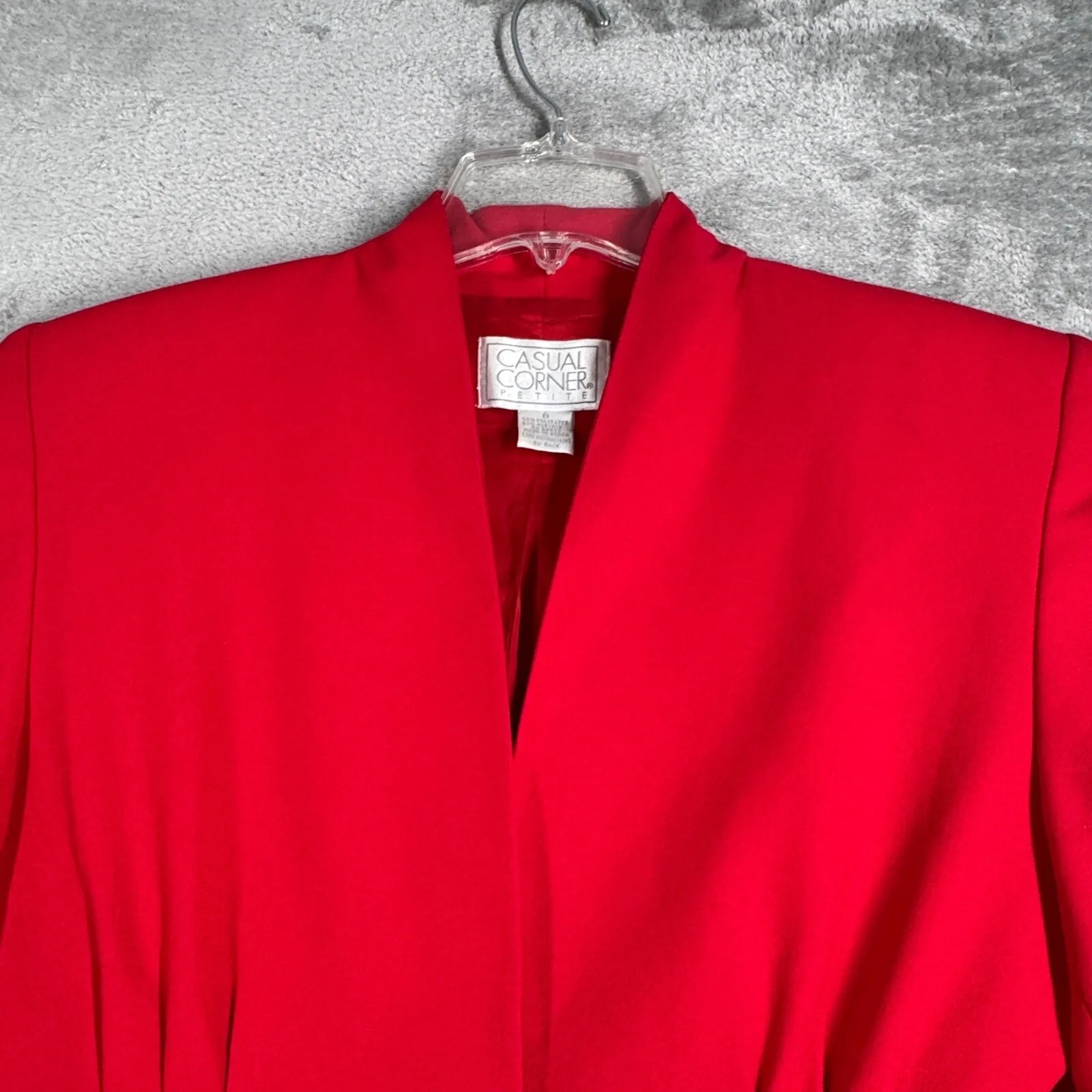 Casual Corner‎ Red Blazer Women 8 Petite Gold Button Power Suit Vintage 80s Size 6P - Image 5