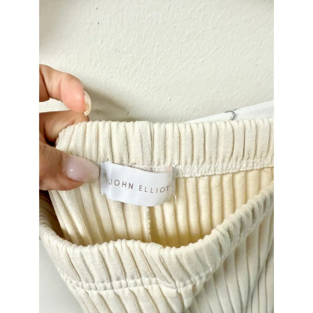 John Elliott Ginza Rib Knit Long Sleeve Cardigan & Trouser Pants Set Cream 1 / S - Image 8
