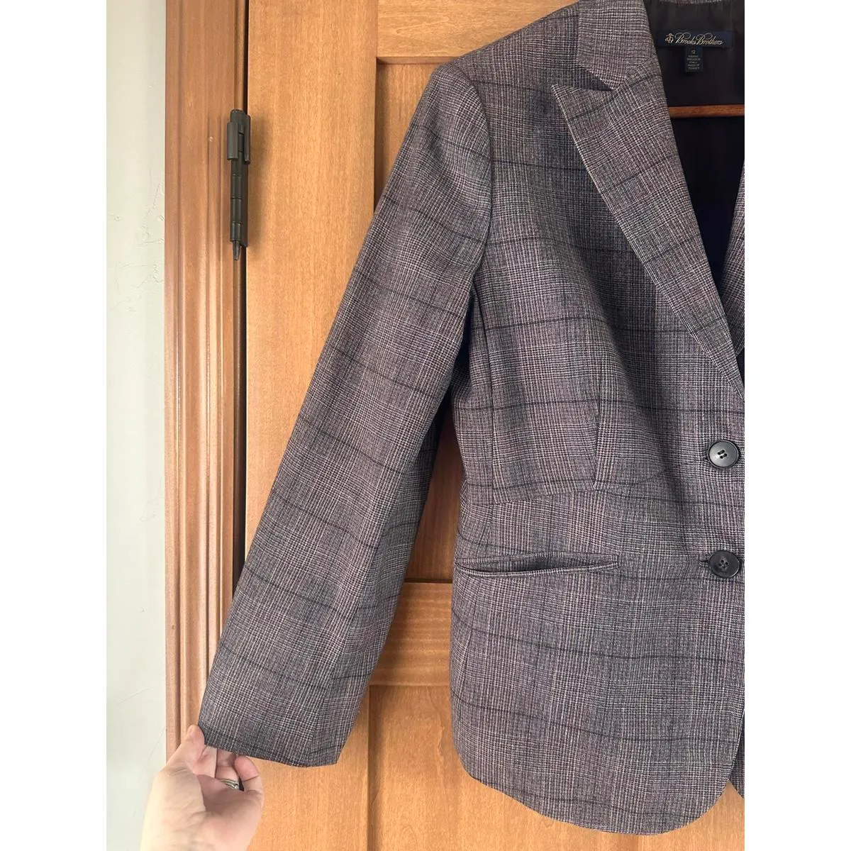 Brooks Brothers Wool & Cashmere Blend Purple Plaid Blazer Jacket Women’s size 12 - Image 2