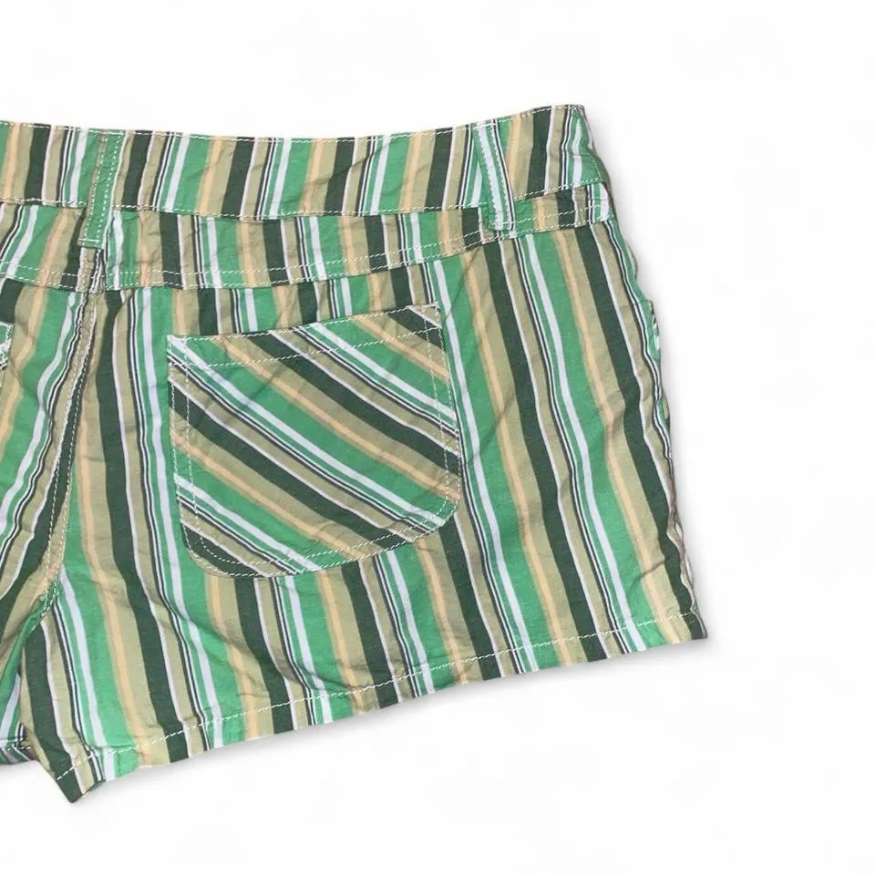Y2k green, white, and yellow low rise micro mini shorts - Image 6