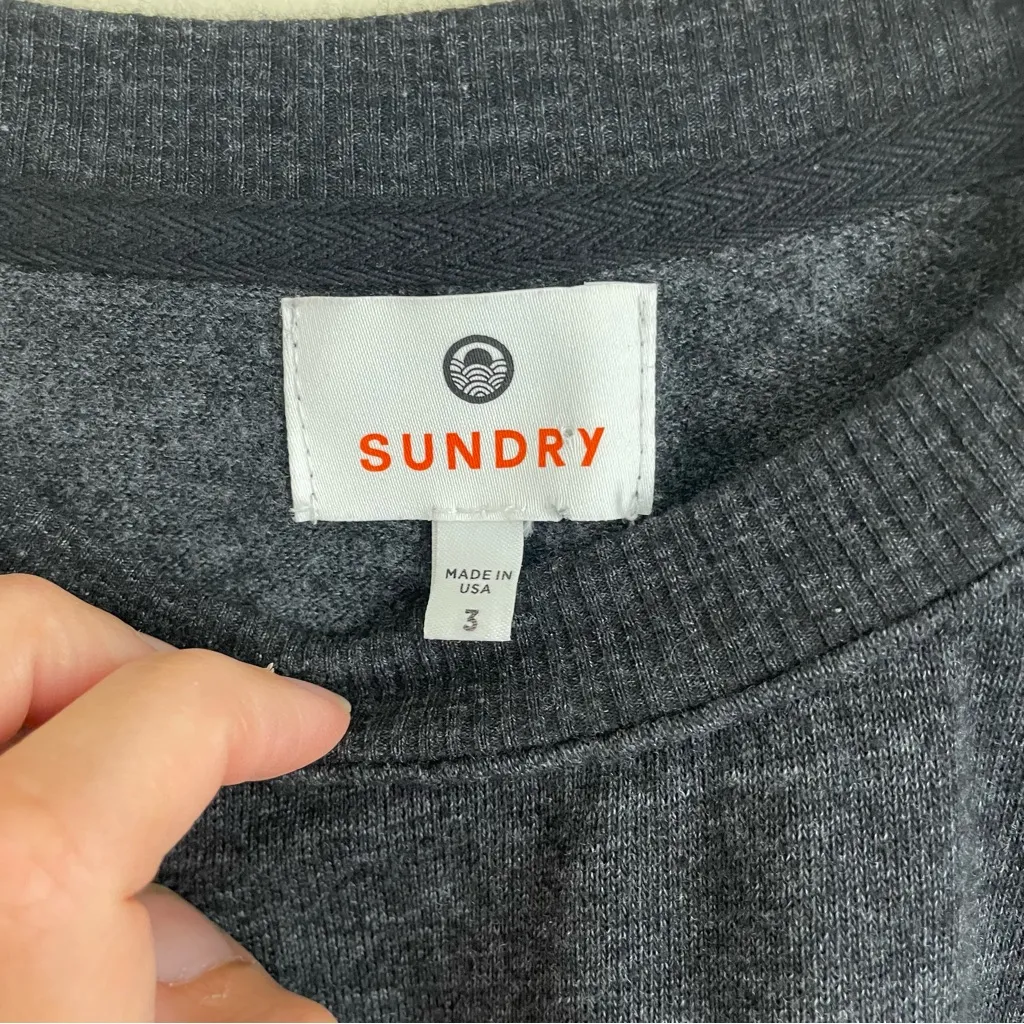 Sundry Crewneck Sweatshirt size 3 (L) Charcoal Grey Made in USA - Image 9