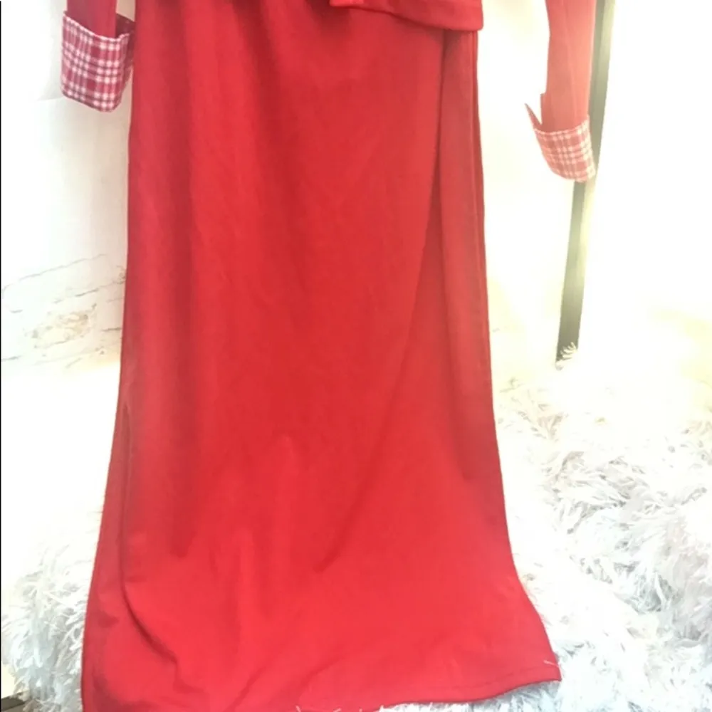 Vintage Women’s Contrast Red and White Maxi Skirt Single Button Jacket Set Size M - Image 4