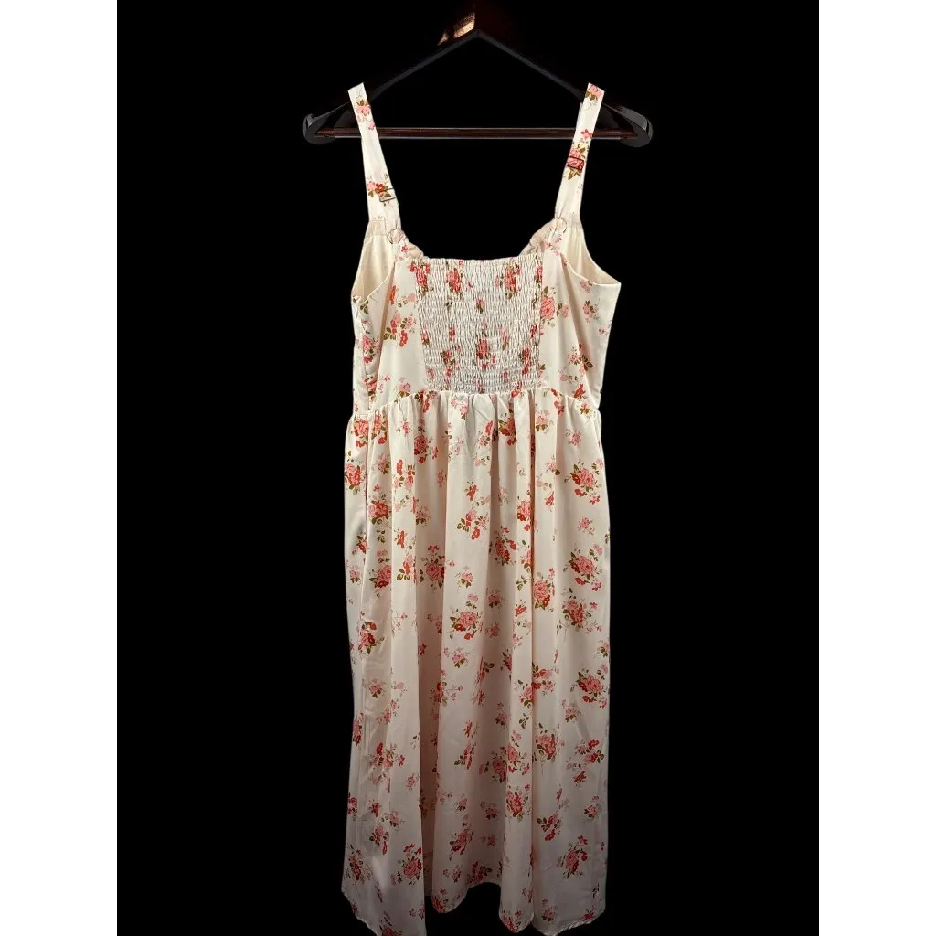 Women’s Scarlet Darkness Large Cream Corset Style Maxi Dress w/ Orange Florals Size undefined - Image 4