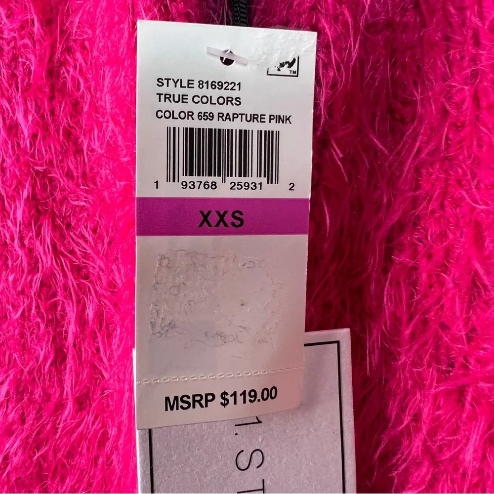 1. State XXS Rapture Pink Black Lace Whip Stitch Long Sleeve Mock Neck S… - Image 8